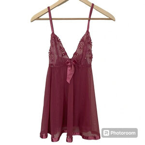 Pink Purple Mini Slip Dress Chemise Romantic Womens Size Medium